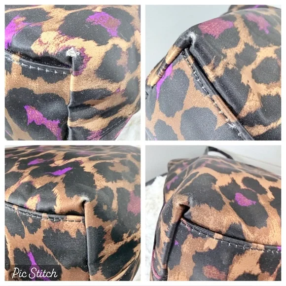 Coach F25282 Purple Ocelot Nylon Tote with Patent Leather Trim Shoulder Bag - Picture 17 of 17